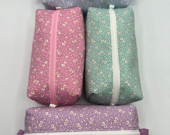 Floral Cotton Zippy Bag: Pastel Makeup, Travel, or Pencil Case