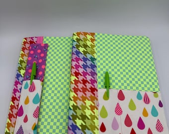Tula Pink Composition Note Book Cover - Note Book Holder - Notebook Case - Pen Holder - Checkerboard