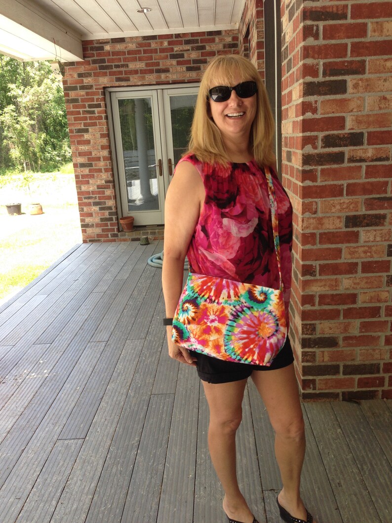 Rainbow colorful SWIRLS CROSSBODY BAG In Cotton