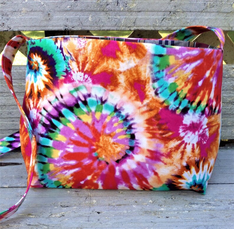 Rainbow colorful SWIRLS CROSSBODY BAG In Cotton