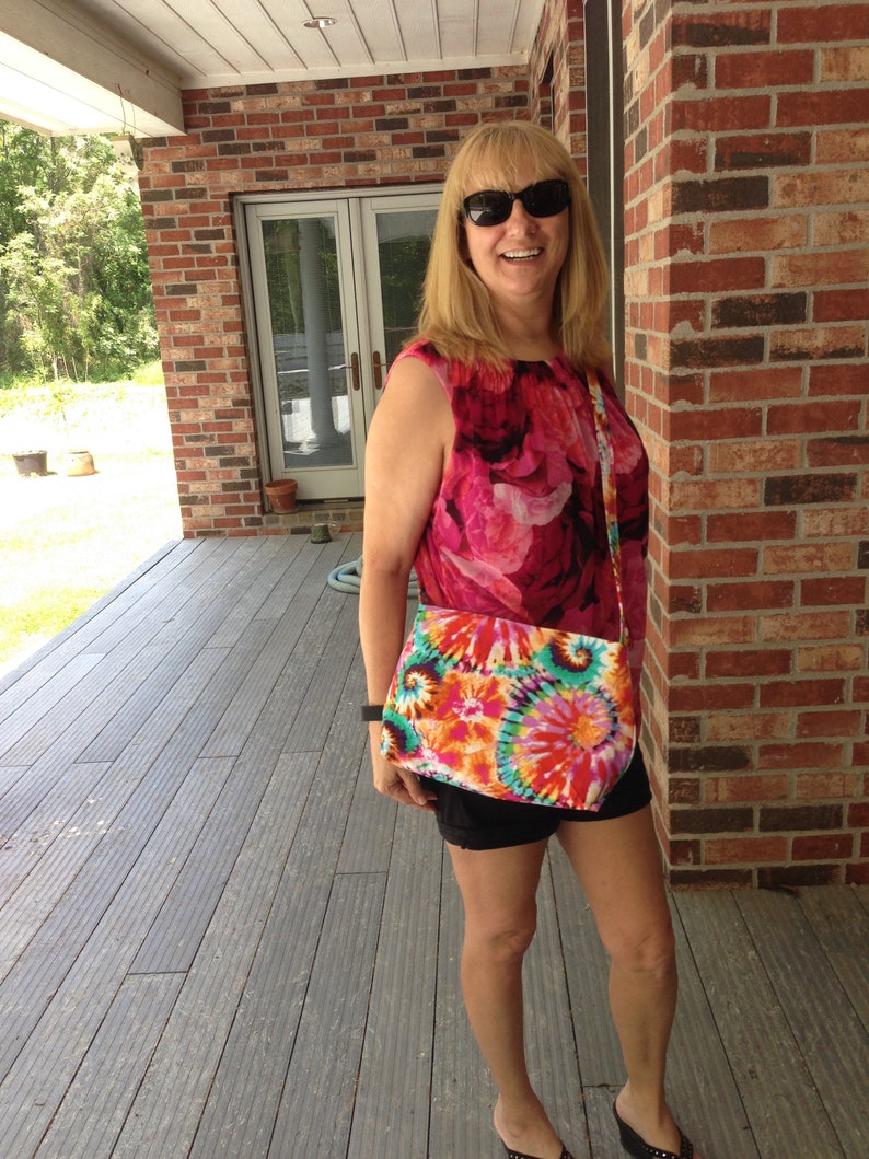 Rainbow colorful SWIRLS CROSSBODY BAG In Cotton