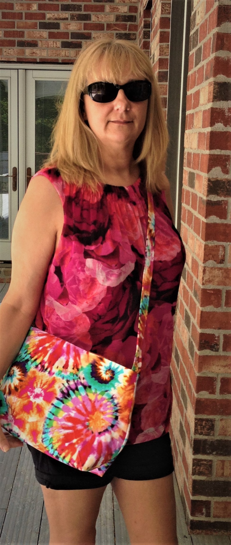Rainbow colorful SWIRLS CROSSBODY BAG In Cotton
