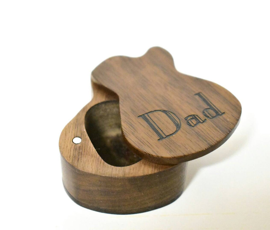 Wooden Guitar Pick Box Electric Guitar Box Guitar Lover Etsy
