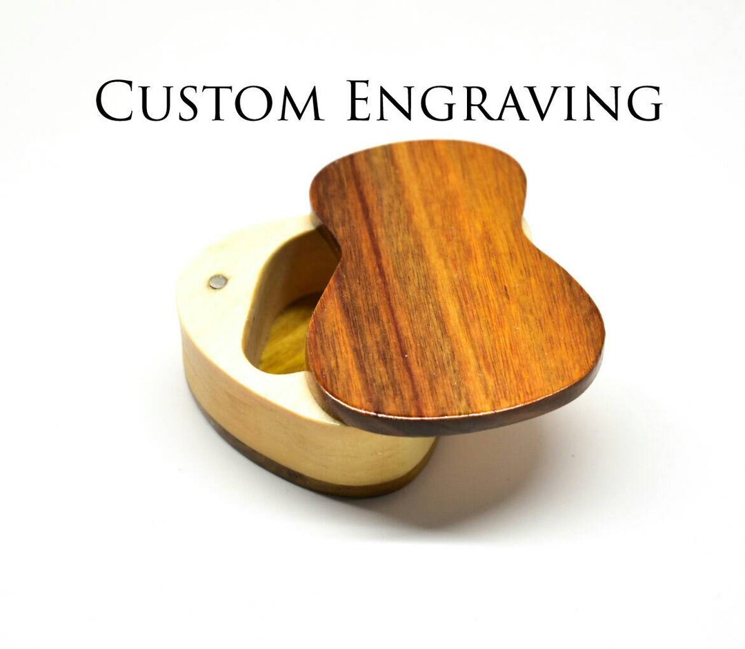 Guitar Pick Box Wooden Guitar Pick Box Boyfriend Gift Etsy