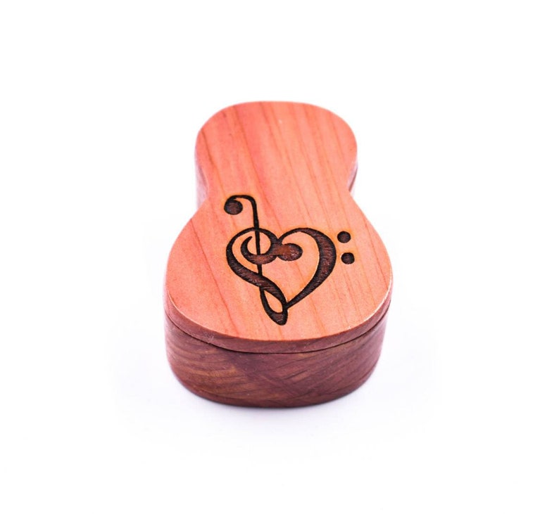 Wooden Guitar Pick Box Acoustic Guitar Pick Box Music Gift Etsy