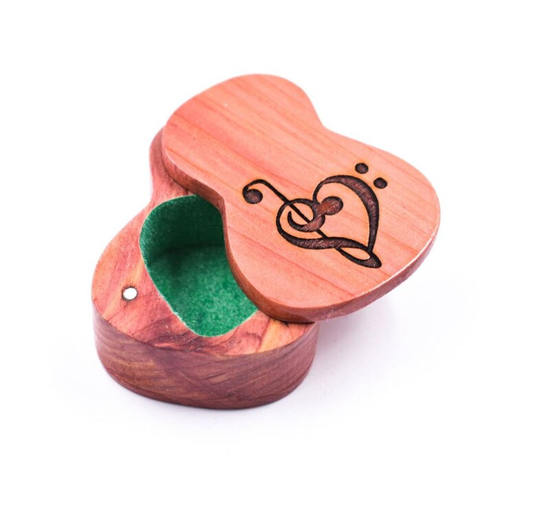 Wooden Guitar Pick Box Acoustic Guitar Pick Box Music Gift Etsy