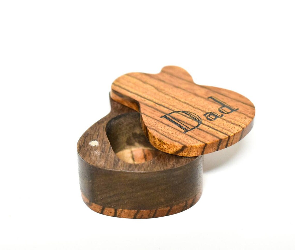 Wooden Guitar Pick Box Acoustic pick box guitar lover gift Etsy