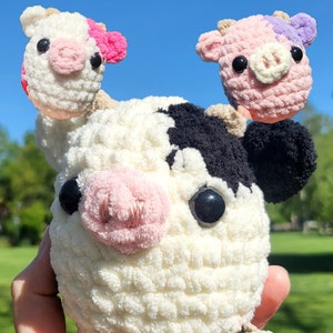 Squishy Cow Plushie | Crochet Amigurumi Toy Soft Squishy Stuffed Animal Plush Kids Adults Squeeze Squish Fidget Quirky All Ages Squishmallow