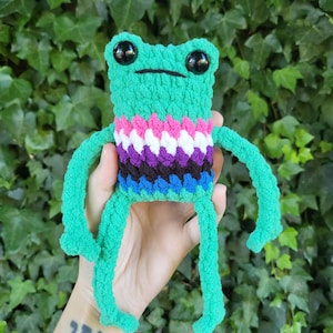 Genderfluid Pride Leggy Frog Plushie | Made to Order | Flag Handmade Crochet Amigurumi Toy Stuffed Animal Plush Froggy Froggo Gift LGBTQIA+