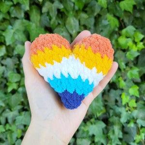 Mini Aroace Pride Heart Plushie | Made to Order by Queer Artist | Handmade Crochet Aromantic Asexual Flag LGBTQ Plush Toy Amigurumi Gift