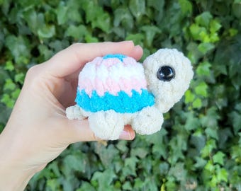 Trans Pride Turtle Plushie | Made to order by queer artist!