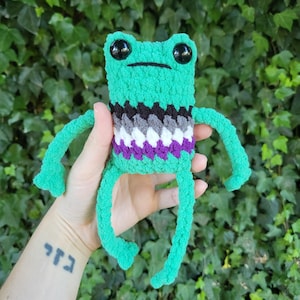 Ace Pride Leggy Frog Plushie | Made to Order | Asexual Flag Handmade Crochet Amigurumi Toy Stuffed Animal Plush Froggy Froggo Gift LGBTQIA+