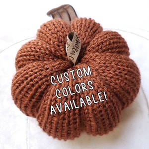 Custom MEDIUM Single Knit Pumpkin | Made to Order Fall, Halloween, Thanksgiving Farmhouse Decor | Machine Knit, Handmade Knitting, Stuffed