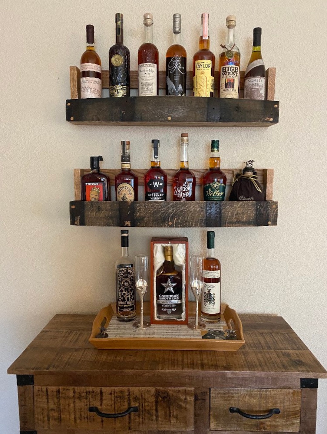 Bourbon whiskey Barrel Stave Shelf Etsy