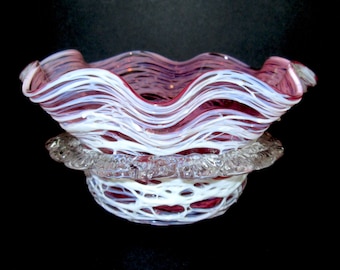 Antique Ruby Cranberry pink Bowl..c1900