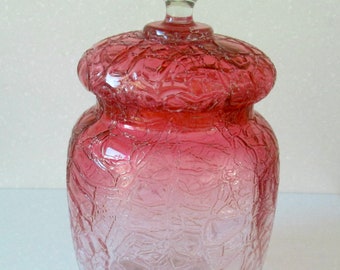 Kralik Glass Cranberry - Ruby Glass Biscuit Barrel - Bohemian Glass