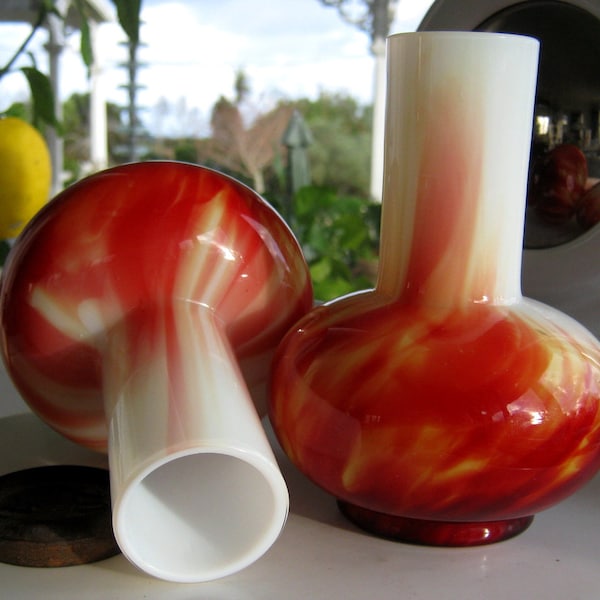 Harrach Carneol Marmoriert Glass Vases