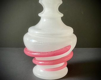 Saint Louis white & Pink Opaline Glass Lidded Jar