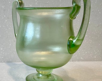 Uranium Glass - Fritz Heckert Iridescent (Cypern) Green Glass Vase