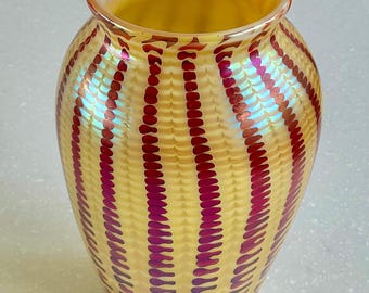 Lundberg Studio Art Glass Vase…1988 (Zipper Decor)