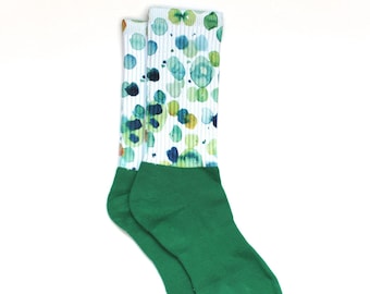 Blood Cells in Green Anatomy Inspired Socks - Socks for Doctors - Gifts for Nurses - Hematologist Gift - Anatomy Socks