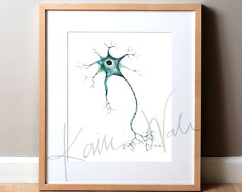 Nervenzelle Aquarell Druck - Motorneuron - Nerve Art - Gehirn Kunst - Neuron Art
