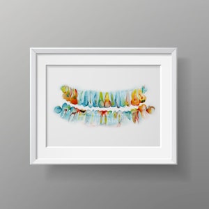 Pan X Ray Teeth Watercolor Art Print - Dental Anatomy Watercolor Art Print