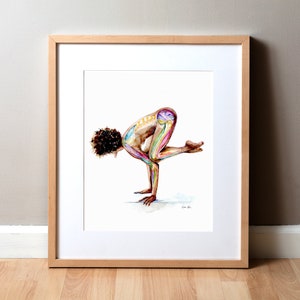 Balanced Anatomy Watercolor Print - Yoga Art - Mindfulness Painting