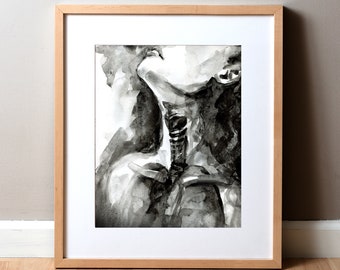 Impresión de acuarela "Just Breathe" - Pintura de atención plena - Arte ENT