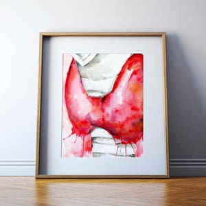 Thyroid in Pink Watercolor Print - Endocrine Art Print - Glandular Anatomy Art