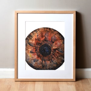 Brown Watercolor Print - Abstract Eye Art - Anatomy Art - Optometry and Ophthalmology Art - Teal Watercolor Art Print