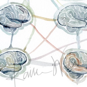 Autism Spectrum Disorder Watercolor Print Unframed - Brain Art - Neurology Art - Autism Awareness image 3