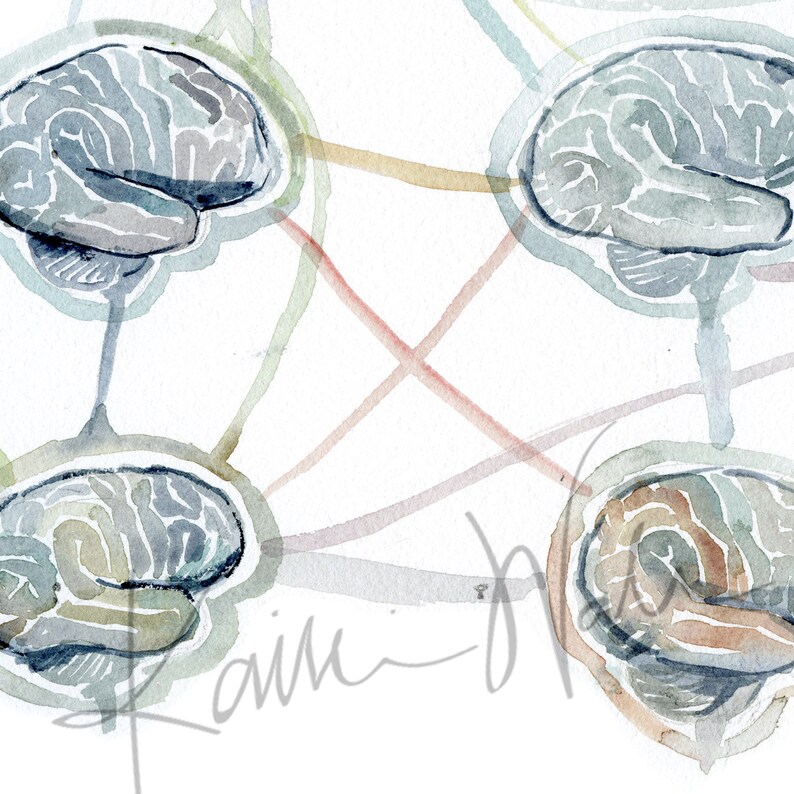 Autism Spectrum Disorder Watercolor Print Unframed - Brain Art - Neurology Art - Autism Awareness image 3