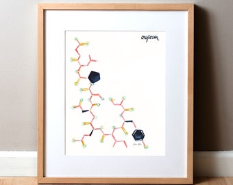 Oxytocin Watercolor Print - Happy Hormones - Abstract Anatomy Art Print - Brain Art Print