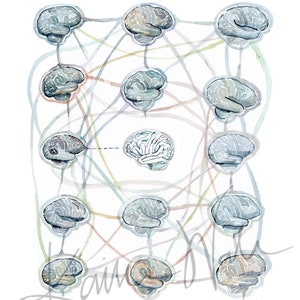 Autism Spectrum Disorder Watercolor Print Unframed - Brain Art - Neurology Art - Autism Awareness image 2