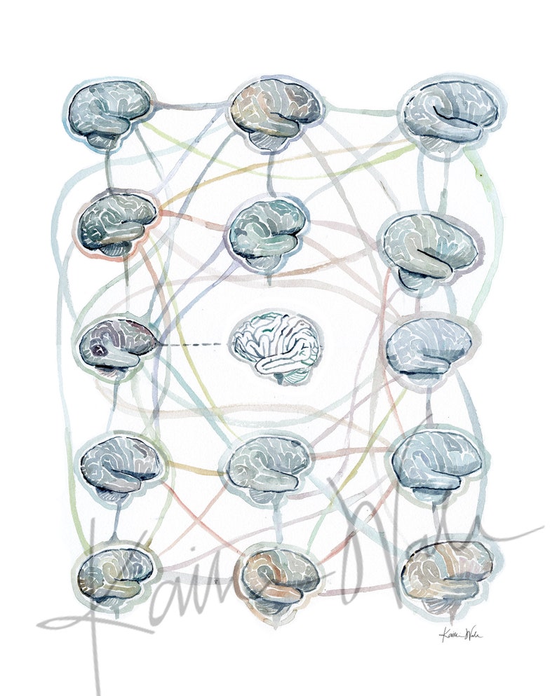 Autism Spectrum Disorder Watercolor Print Unframed - Brain Art - Neurology Art - Autism Awareness image 2