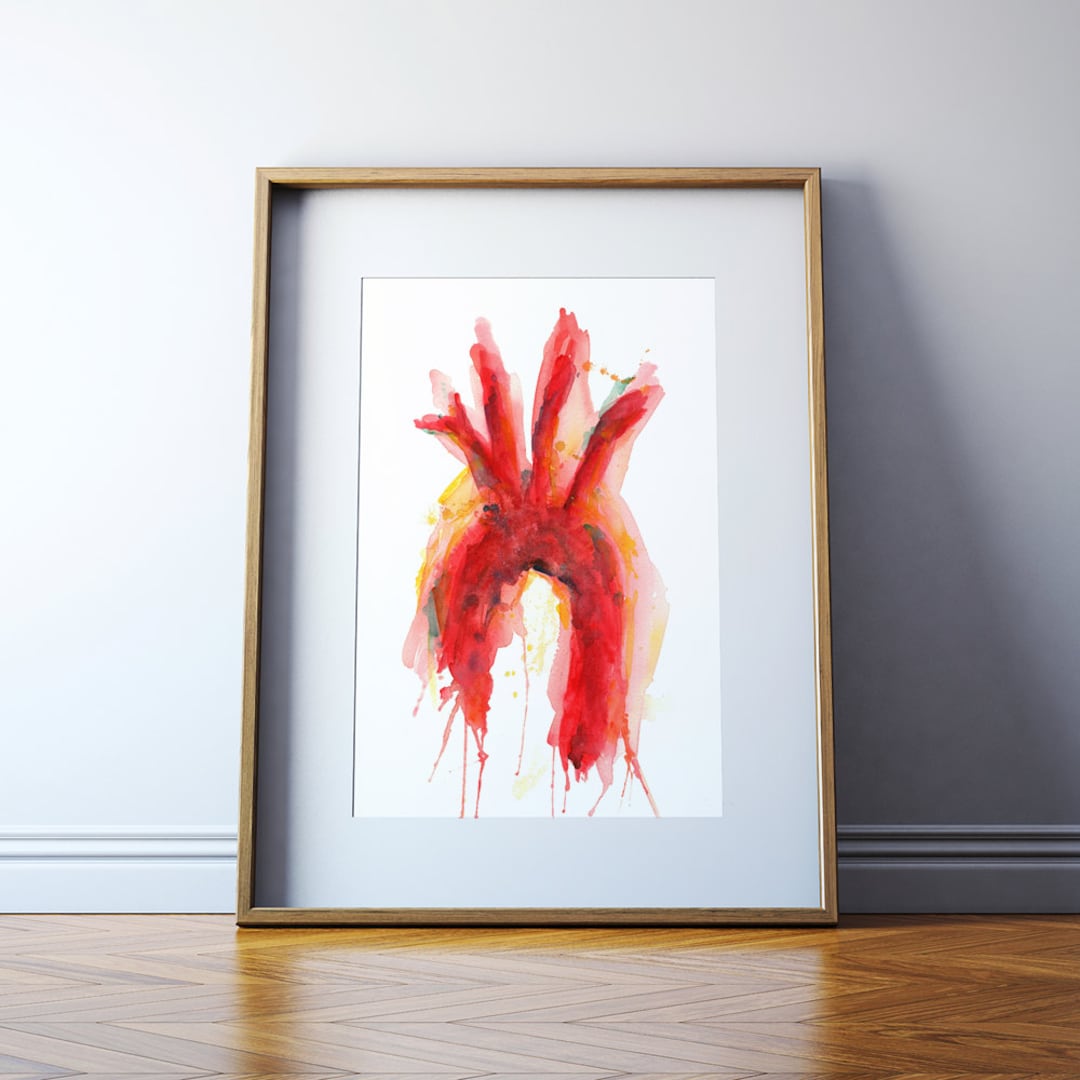 心臓と足の骨の油彩画 心臓と足の骨の油彩画