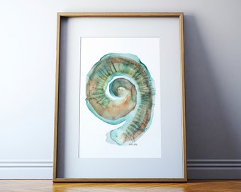 Cochlea Watercolor Print - Audiology Anatomy Art - Speech Therapy Art - Ear Anatomy Art Print