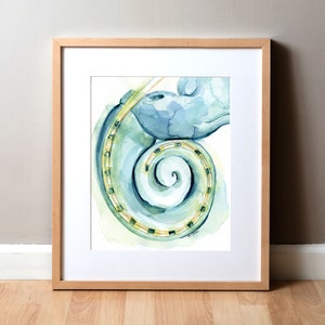 Cochlear Implant Electrode Array Watercolor Print - Audiology, ENT and Speech Path Art