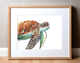 Sea Turtle Watercolor Print - Watercolor Painting - Sea Life Painting