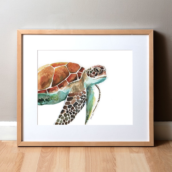 Sea Turtle Watercolor Print - Watercolor Painting - Sea Life Painting