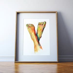 Voeten aquarel kunstafdruk - podologie voet anatomie kunst