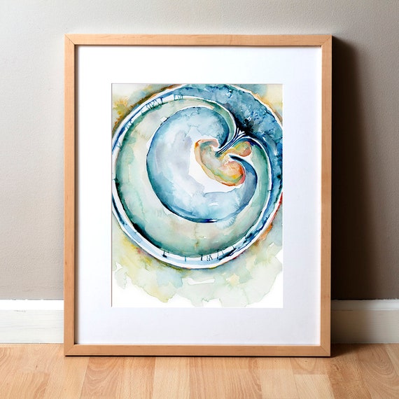 胎児と膜の水彩画 - 妊娠解剖学アートプリント - 産婦人科解剖学アート 