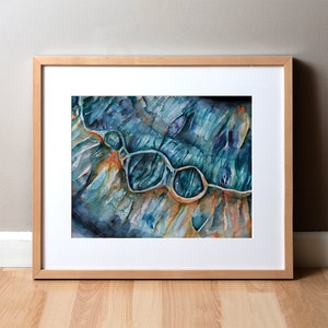 Iris Fibers Watercolor Print - Abstract Eye Art - Anatomy Art - Optometry and Ophthalmology Art - Blue and Orange Watercolor Art Print