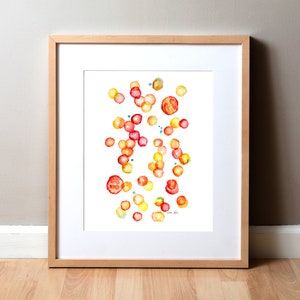 Blood Cells Watercolor Print - Histology and Hematology Art Print - Red and White Blood Cell Abstract Print