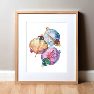 May include: Abstract watercolor painting of three overlapping circles in shades of blue, pink, and yellow. The circles have a translucent quality, revealing layers of color and texture.