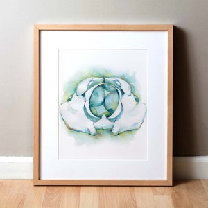 Crowning - Pelvis and Fetal Skull Art - OBGYN and Female Reproductive Anatomy Print - Birth Art - OBGYN Anatomy Watercolor