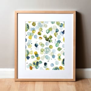Blood Cells in Green Watercolor Print - Histology and Hematology Art Print - Red and White Blood Cell Abstract Print