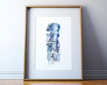 Spine Watercolor Print - Vertebrae Watercolor Print - Anatomy Art -