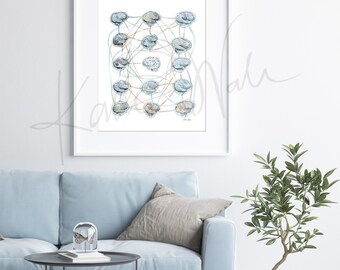 Autism Spectrum Disorder Watercolor Print - Brain Art - Neurology